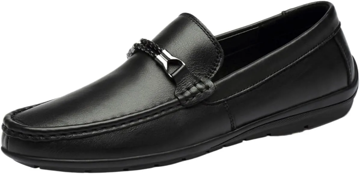 Men's Leather Loafers – Round Toe, Slip-On Driving Shoes with Flexible Comfort, Slip-Resistant, Ideal for Prom & Casual Wear