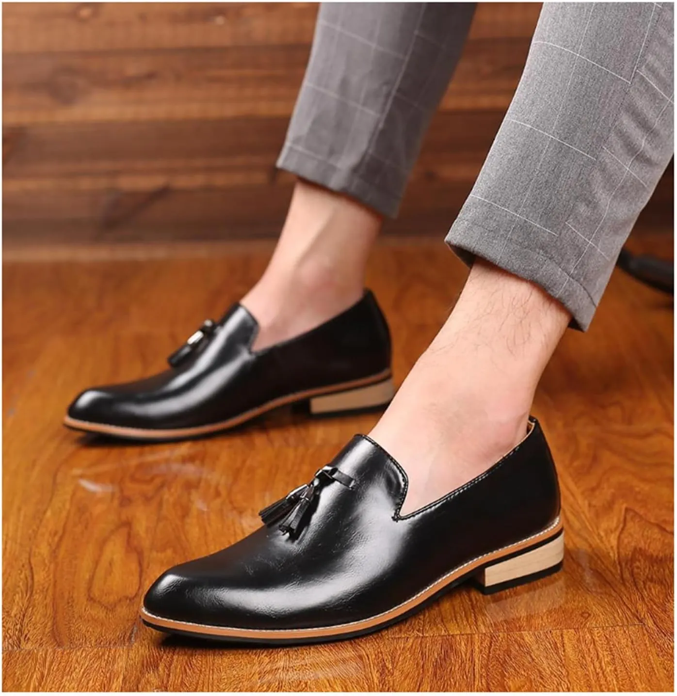 Men's Loafers Oxford Shoes Comfortable Slip-On Driving Flats Formal Business Dress Shoes with Tassel