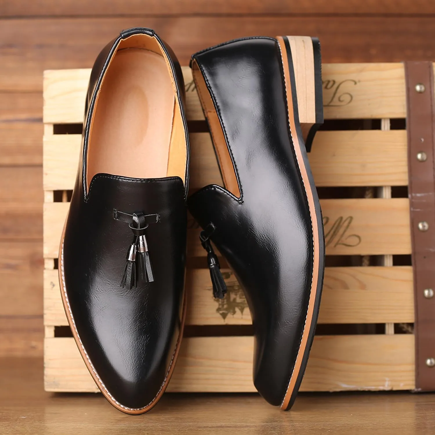 Men's Loafers Oxford Shoes Comfortable Slip-On Driving Flats Formal Business Dress Shoes with Tassel