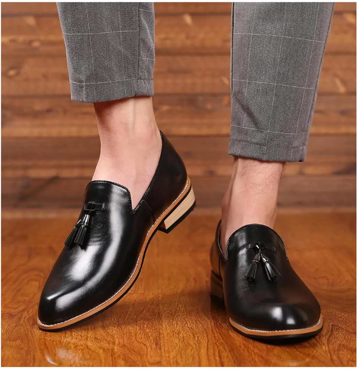 Men's Loafers Oxford Shoes Comfortable Slip-On Driving Flats Formal Business Dress Shoes with Tassel