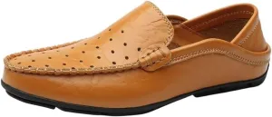Mens Loafers Shoe Moccasins Breathable Simple Leather Comfortable Anti-Slip Slip Resistant Prom Slip-ons