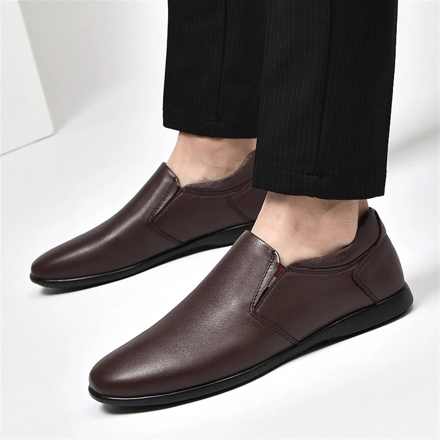 Men's Loafers Simple Lightweight Venetian Shoes Leather Lightweight Comfortable Flexible Casual Slip-ons