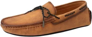 Men's Loafers Vegan Leather Boat Shoes Flexible Lightweight Comfortable Walking Fashion Slip-ons
