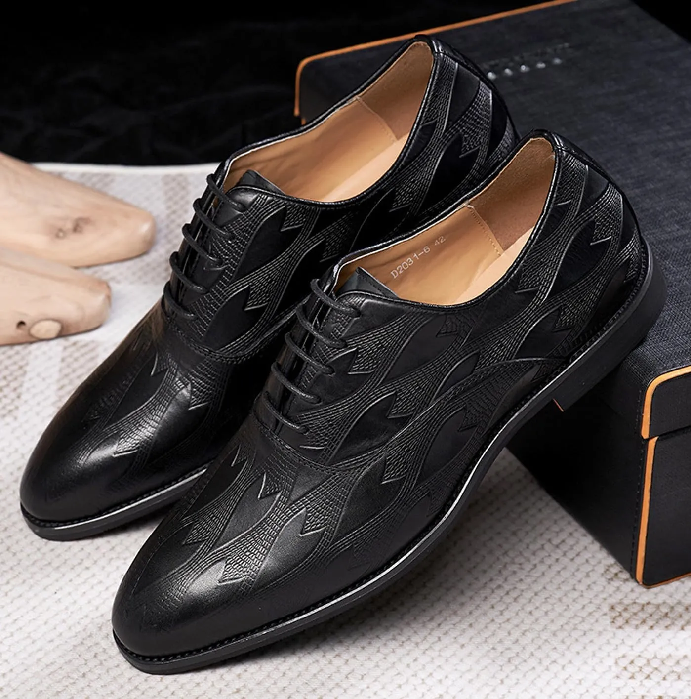 Mens Oxfords Formal Dress Derby Shoes Genunie Leather Wingtip Toe Modern Suit Shoes Fashion Prom Wedding Business Casual Comfortable Tuxedo Shoes for Men