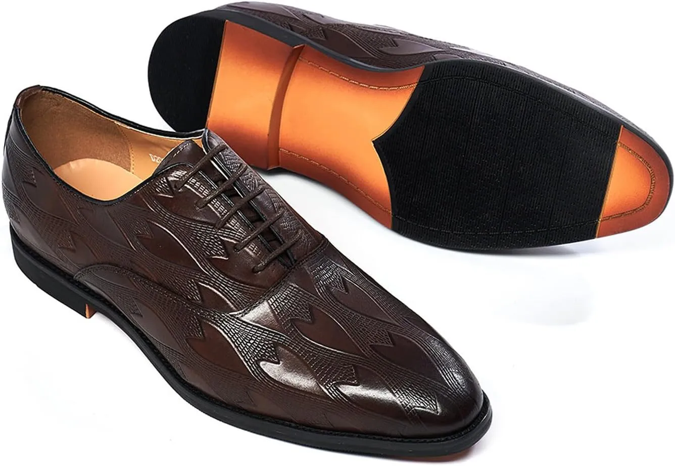 Mens Oxfords Formal Dress Derby Shoes Genunie Leather Wingtip Toe Modern Suit Shoes Fashion Prom Wedding Business Casual Comfortable Tuxedo Shoes for Men