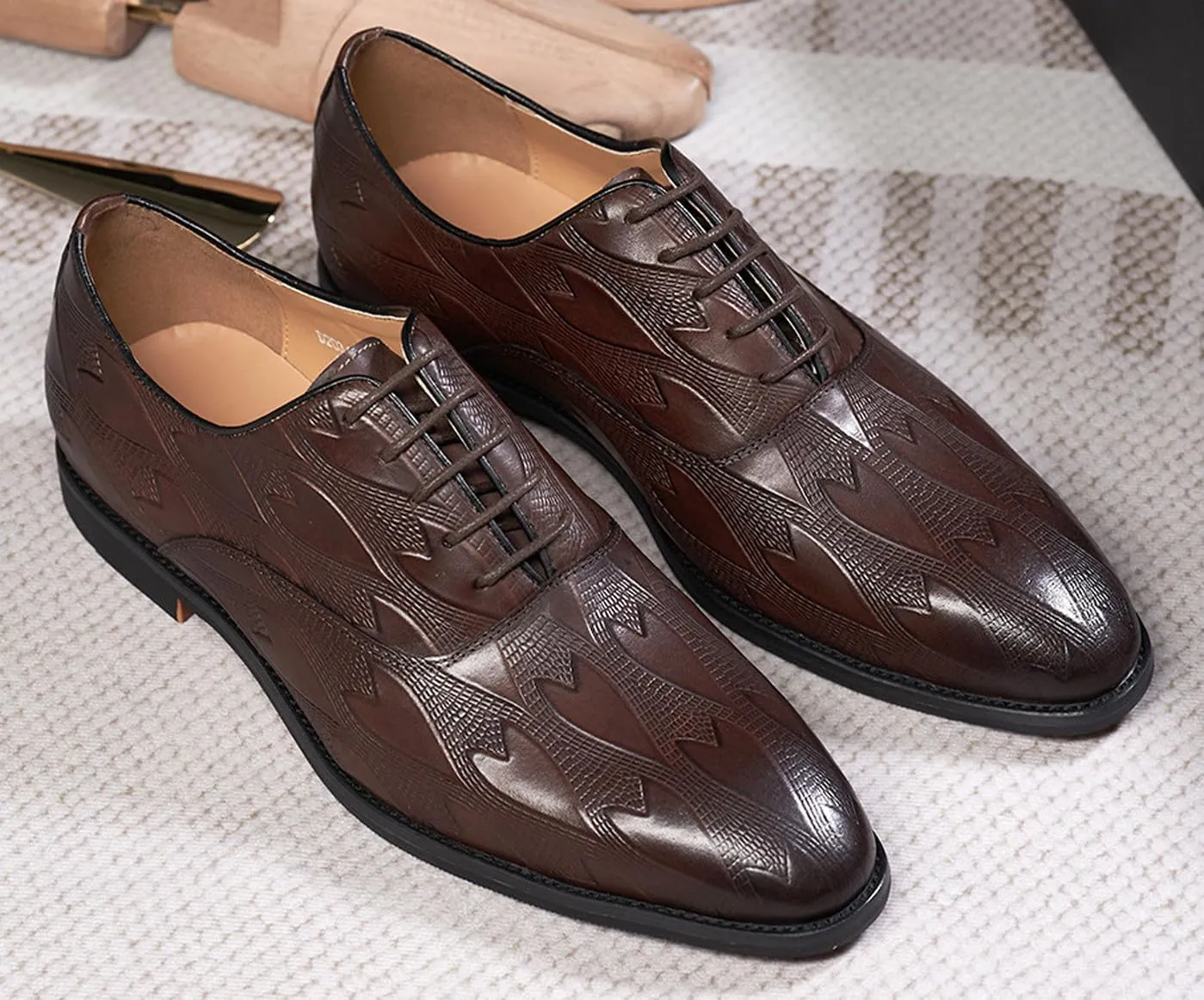 Mens Oxfords Formal Dress Derby Shoes Genunie Leather Wingtip Toe Modern Suit Shoes Fashion Prom Wedding Business Casual Comfortable Tuxedo Shoes for Men