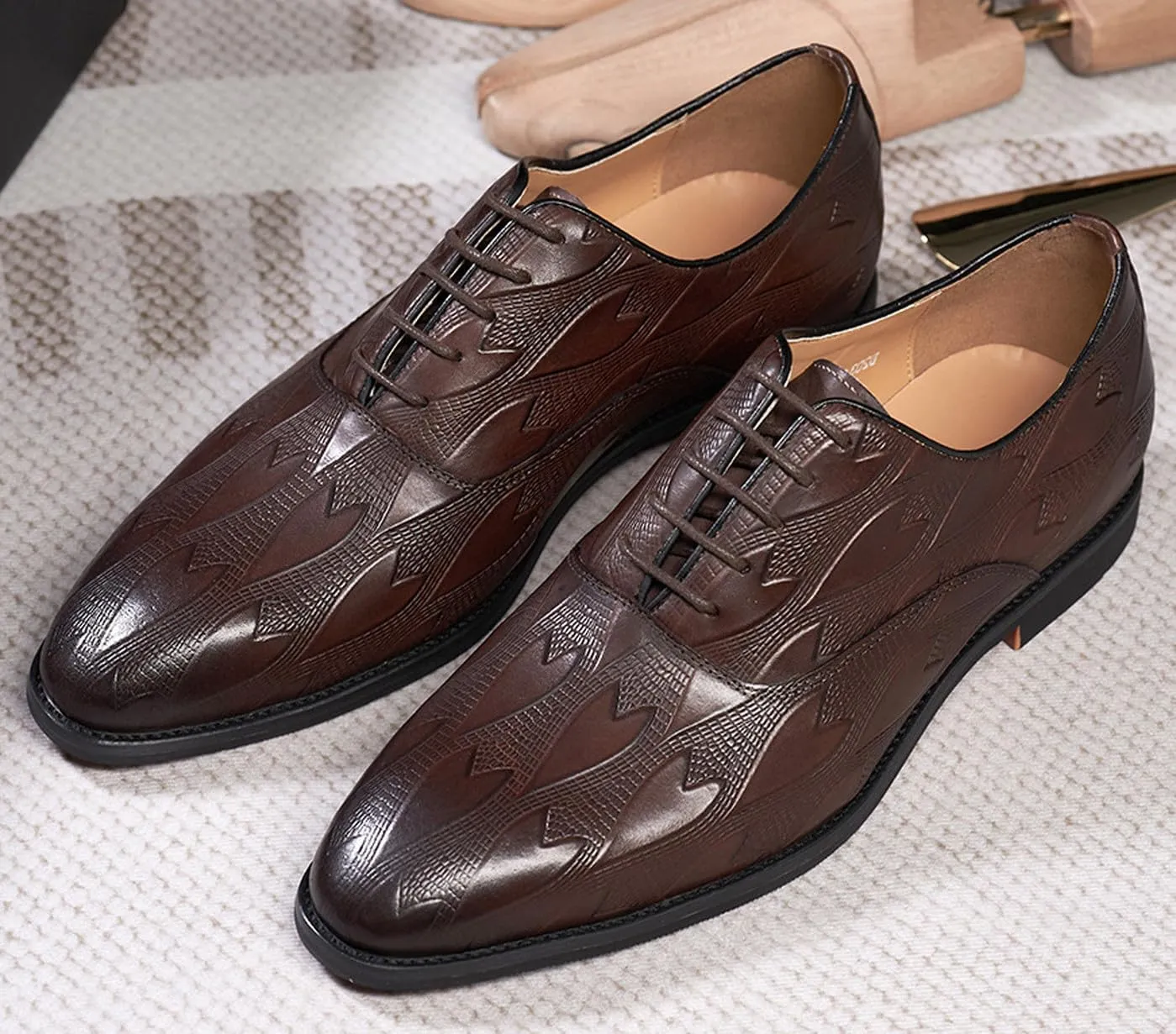 Mens Oxfords Formal Dress Derby Shoes Genunie Leather Wingtip Toe Modern Suit Shoes Fashion Prom Wedding Business Casual Comfortable Tuxedo Shoes for Men