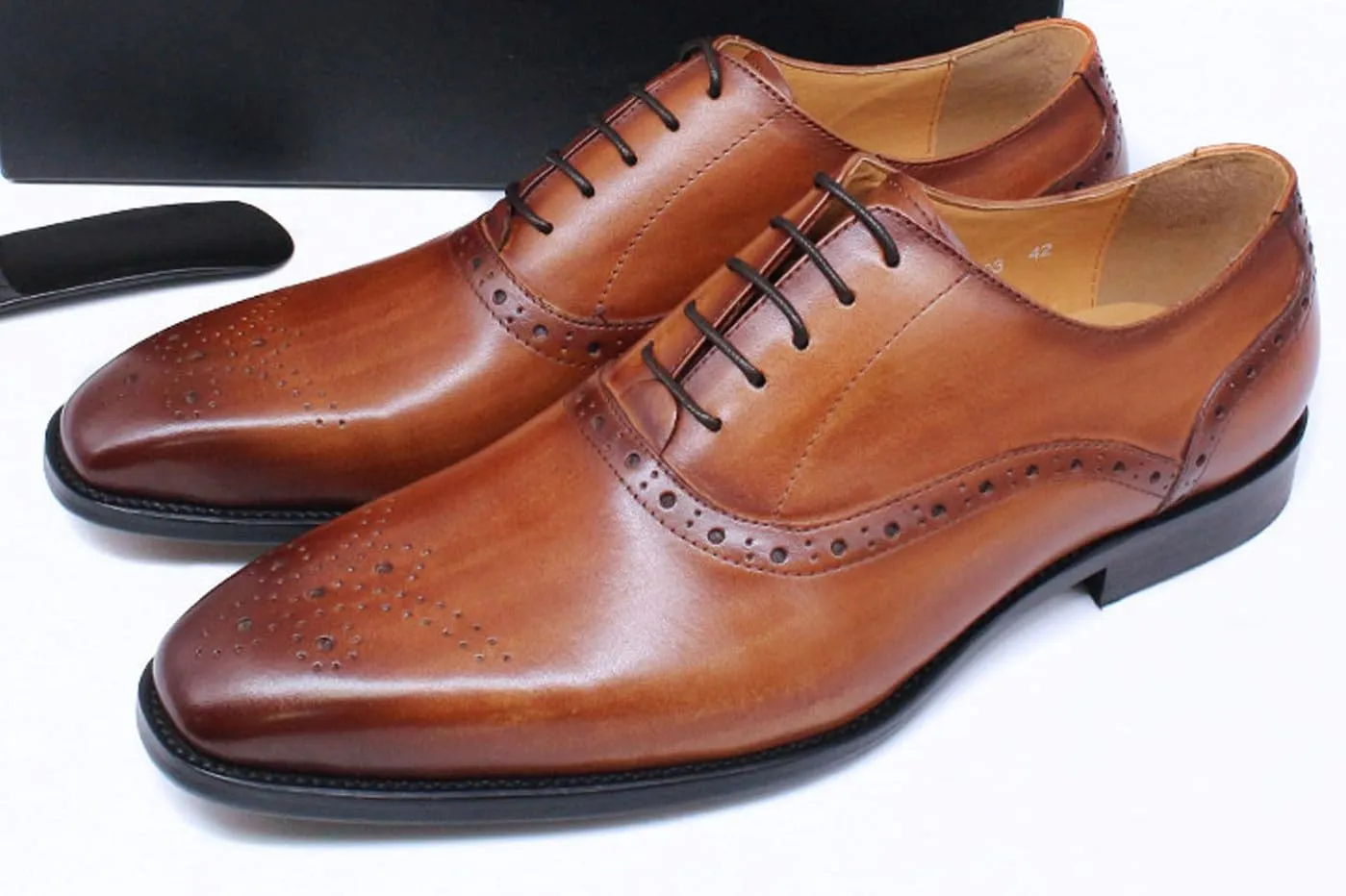 Mens Oxfords Formal Dress Suit Shoes Genuine Leather Prom Derby Shoes Fashion Luxury Wedding Business Casual Comfortable Tuexdo Shoes for Men