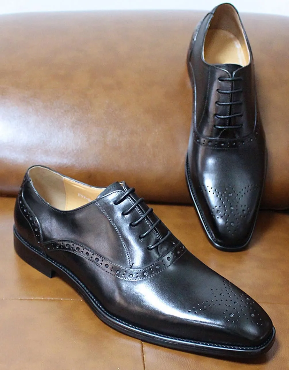Mens Oxfords Formal Dress Suit Shoes Genuine Leather Prom Derby Shoes Fashion Luxury Wedding Business Casual Comfortable Tuexdo Shoes for Men