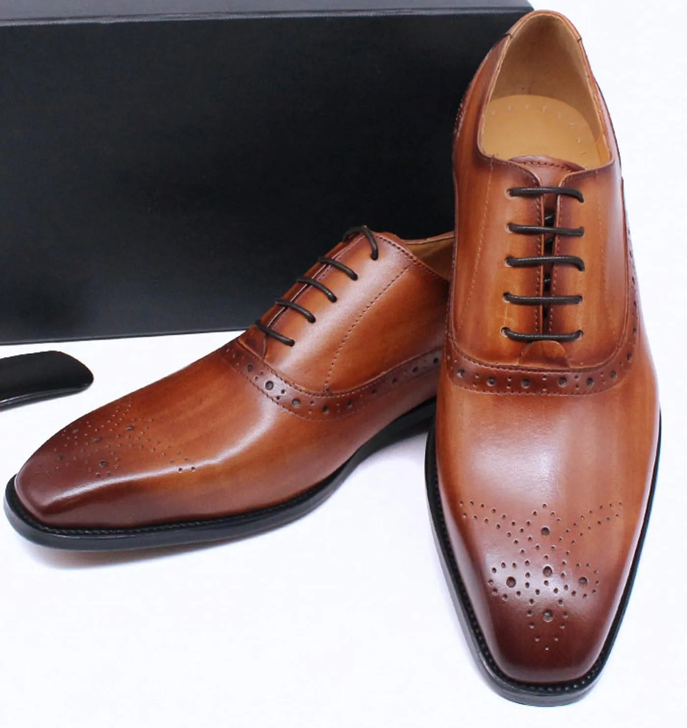 Mens Oxfords Formal Dress Suit Shoes Genuine Leather Prom Derby Shoes Fashion Luxury Wedding Business Casual Comfortable Tuexdo Shoes for Men