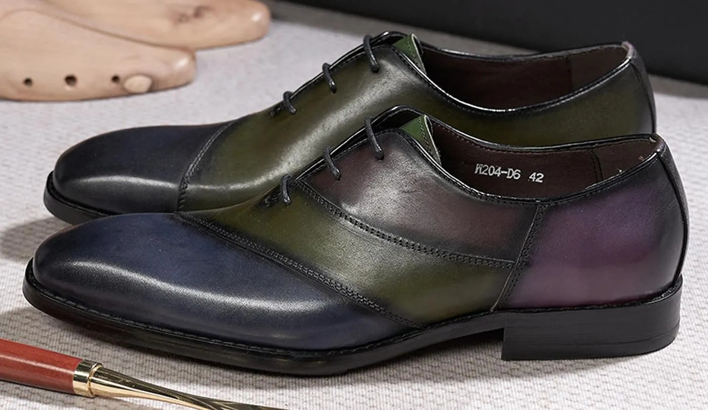 Mens Oxfords Formal Dress Suit Shoes Genunie Leather Plain Toe Modern Luxury Derby Men's Prom Wedding Business Causal Two Tone Shoes Fashion Comfortable Tuxedo Shoes for Men