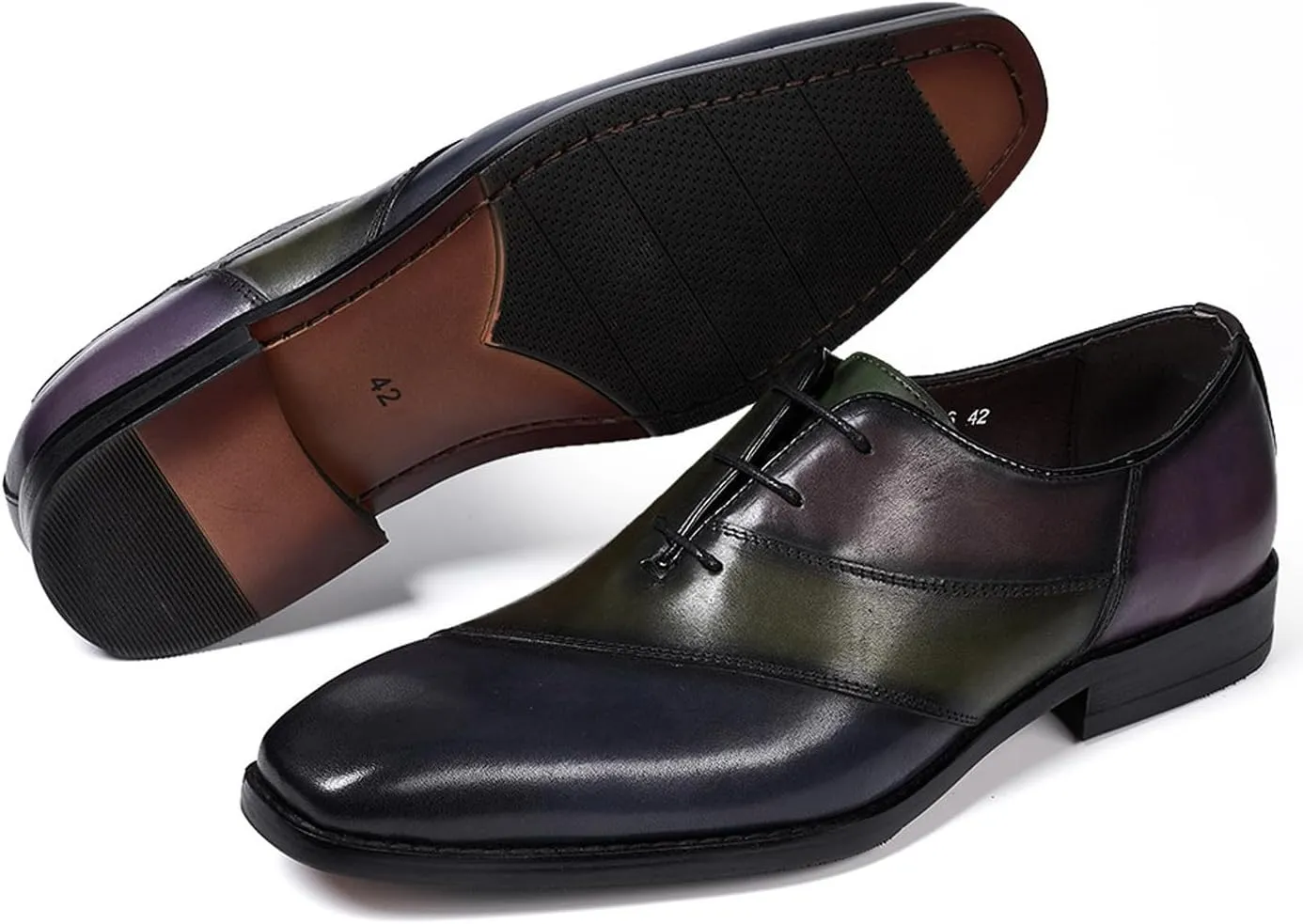 Mens Oxfords Formal Dress Suit Shoes Genunie Leather Plain Toe Modern Luxury Derby Men's Prom Wedding Business Causal Two Tone Shoes Fashion Comfortable Tuxedo Shoes for Men