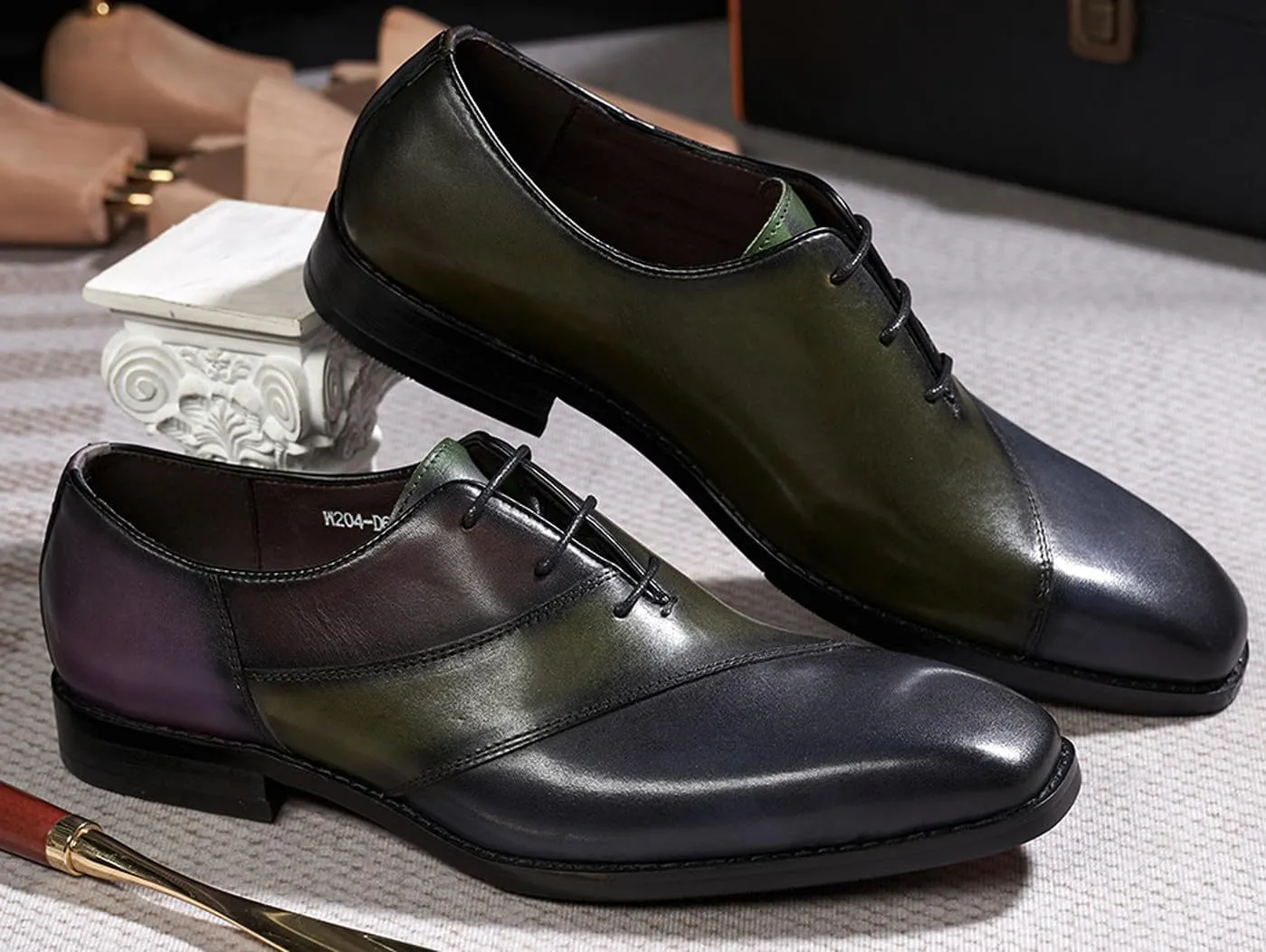 Mens Oxfords Formal Dress Suit Shoes Genunie Leather Plain Toe Modern Luxury Derby Men's Prom Wedding Business Causal Two Tone Shoes Fashion Comfortable Tuxedo Shoes for Men