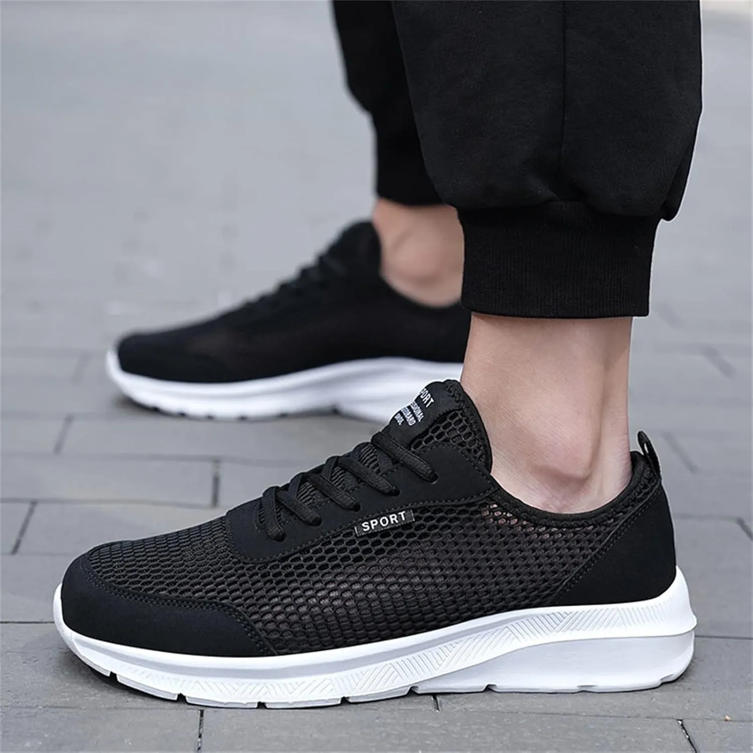 Mens Running Shoes Slip-on Walking Tennis Sneakers Lightweight Breathable Casual Soft Sole Mesh Workout Sports Shoes