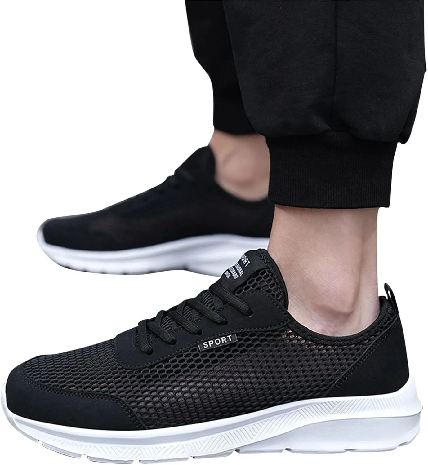 Mens Running Shoes Slip-on Walking Tennis Sneakers Lightweight Breathable Casual Soft Sole Mesh Workout Sports Shoes