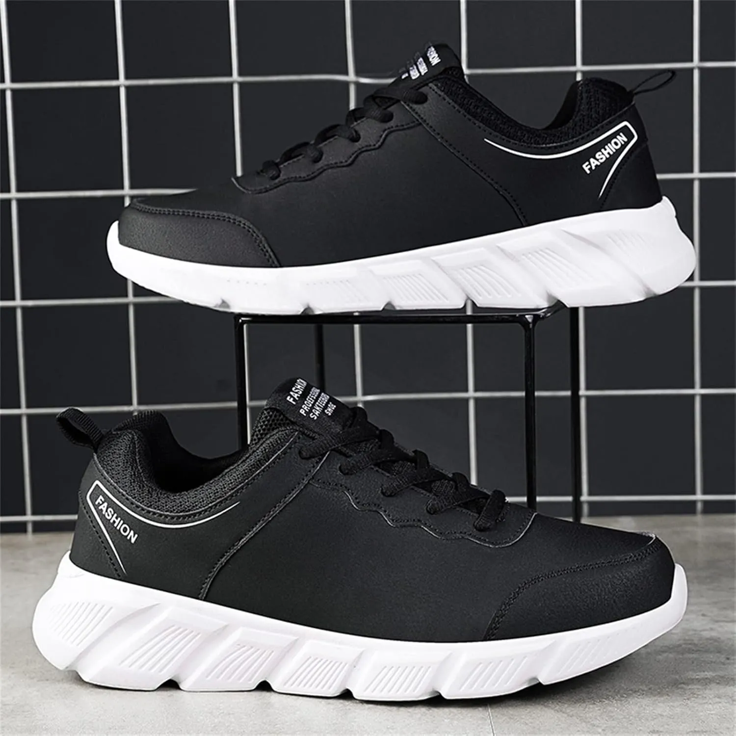 Mens Shoes Casual Leather Laace Up Color Blocking Casual Fashion Simple Shoes Running Big Sneaker Slippers Men