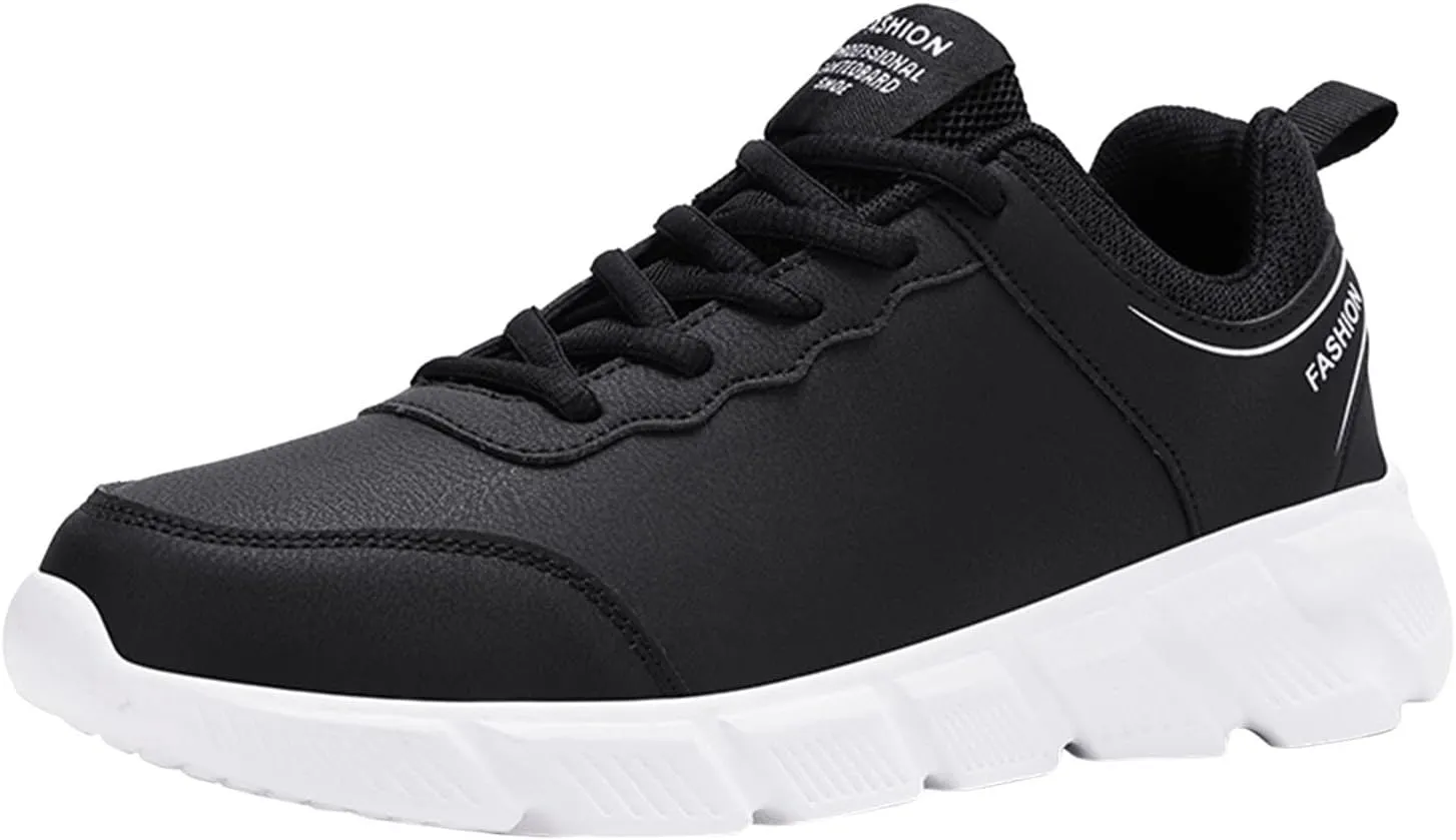 Mens Shoes Casual Leather Laace Up Color Blocking Casual Fashion Simple Shoes Running Big Sneaker Slippers Men