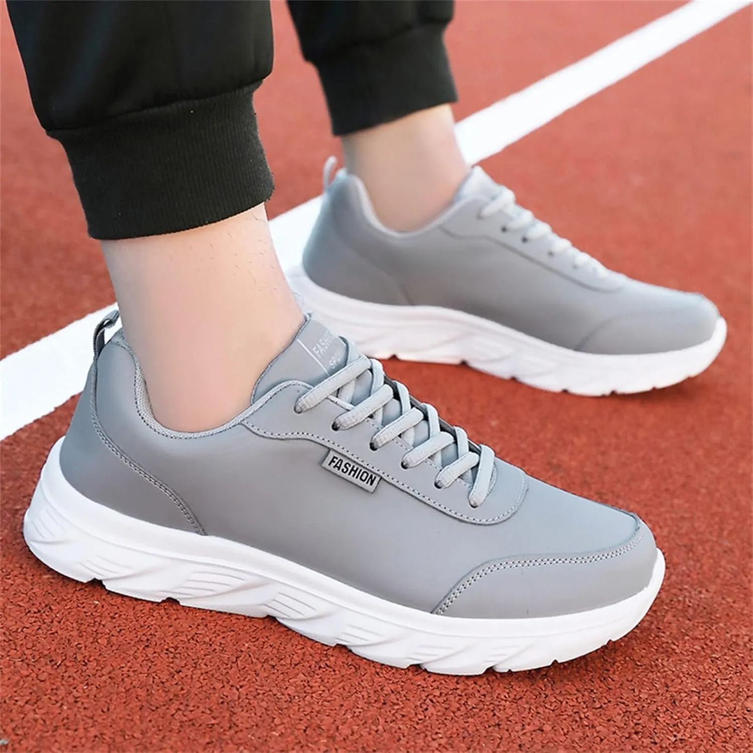 Mens Shoes Large Size Casual Leather Laace Up Solid Color Casual Fashion Simple Shoes Running Men's Sneaker