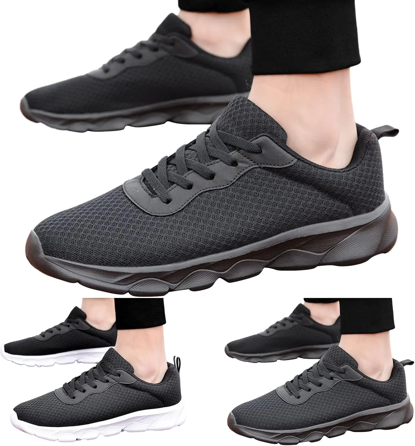 Mens Shoes Summer Large Size Casual Breathable Mesh Lace Up Fashion Casual Shoes Running Steel Toe Sneaker Boots for Men