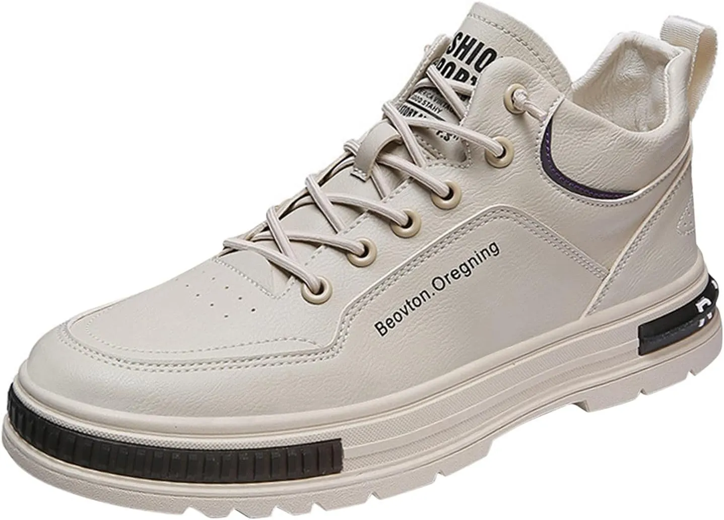 Men's Solid Casual Flat Leather Shoes Fashion Lace Up Casual Shoes Sneaker Shelves for Men