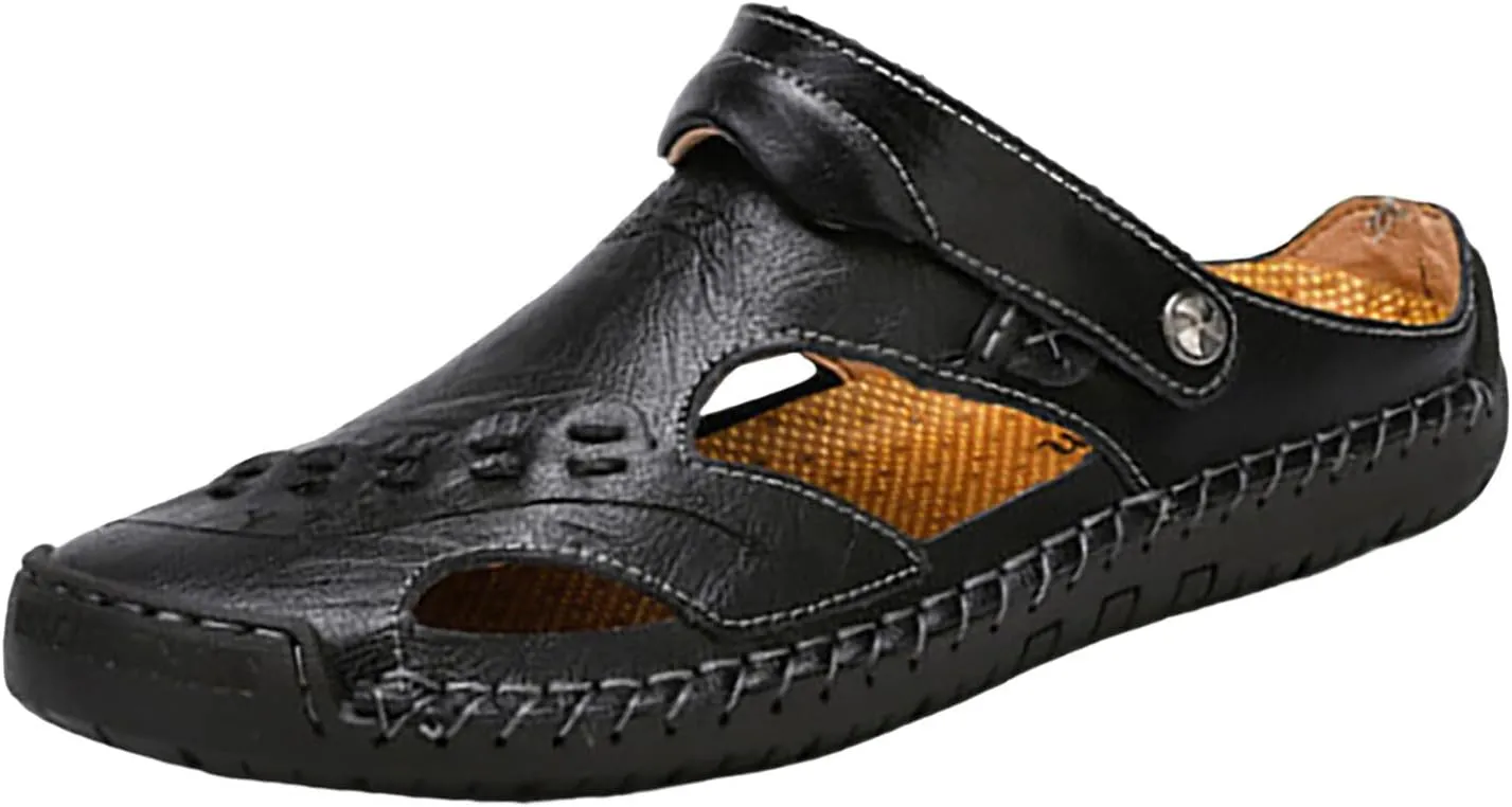 Men's Summer Breathable Hand Sewn Foot Covering Casual Beach Lazy PU Foreign Trade Sandals Men Hiking Sandals
