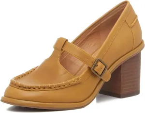 MOOMMO Women Chunky Stacked Heel Loafers Pumps Round Closed Toe Slip On Penny Loafer Buckle T-Strap Block High Heel Oxford Shoes Formal Classic Thick Heel Dress Loafer Office Lady Retro 4-11 M US
