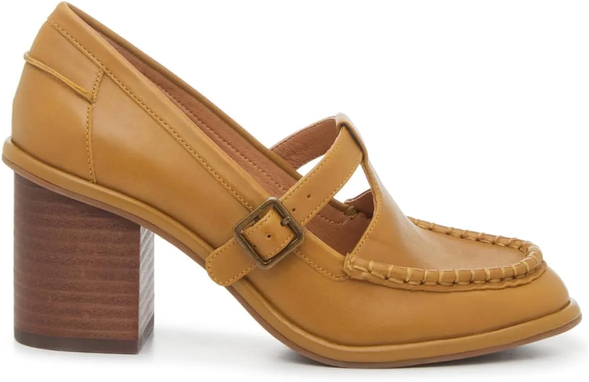 MOOMMO Women Chunky Stacked Heel Loafers Pumps Round Closed Toe Slip On Penny Loafer Buckle T-Strap Block High Heel Oxford Shoes Formal Classic Thick Heel Dress Loafer Office Lady Retro 4-11 M US