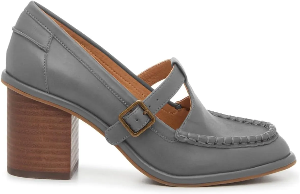 MOOMMO Women Chunky Stacked Heel Loafers Pumps Round Closed Toe Slip On Penny Loafer Buckle T-Strap Block High Heel Oxford Shoes Formal Classic Thick Heel Dress Loafer Office Lady Retro 4-11 M US