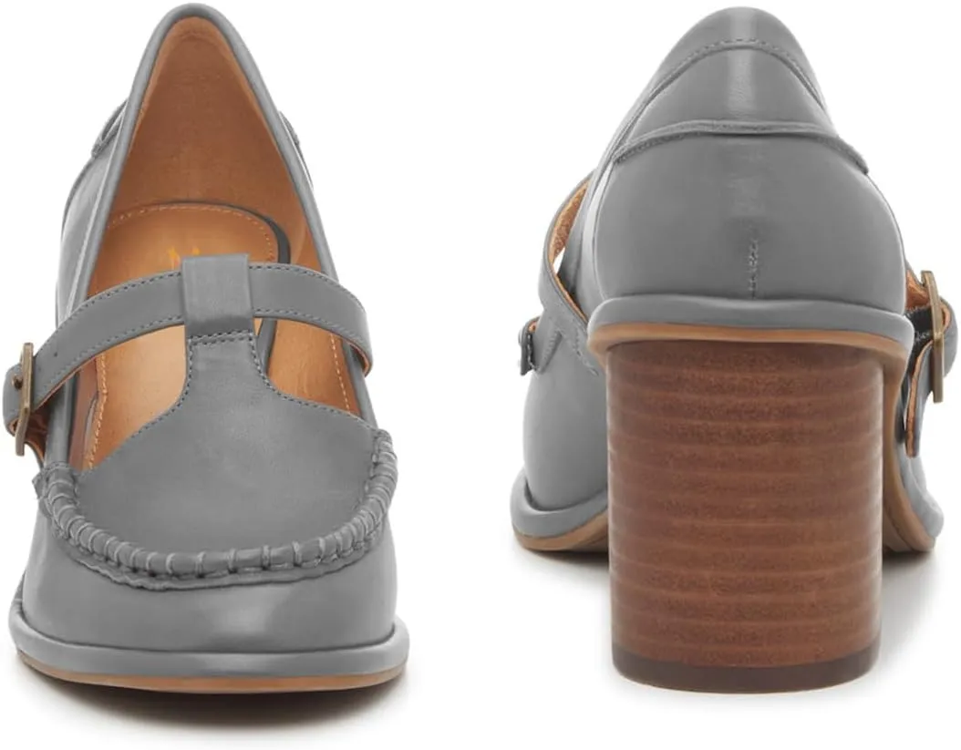 MOOMMO Women Chunky Stacked Heel Loafers Pumps Round Closed Toe Slip On Penny Loafer Buckle T-Strap Block High Heel Oxford Shoes Formal Classic Thick Heel Dress Loafer Office Lady Retro 4-11 M US