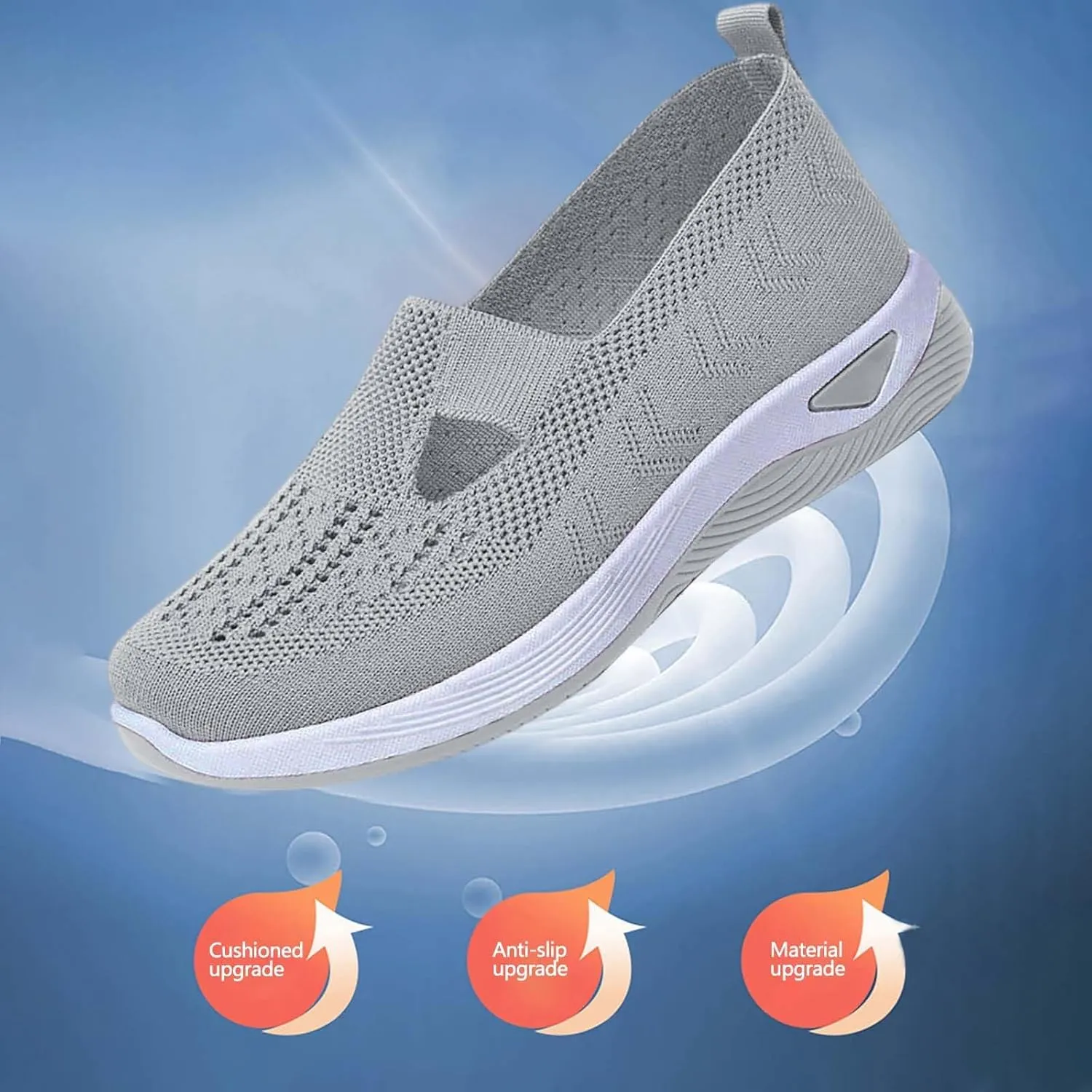 Orthopedic Shoes for Women Slip On Trainers Women Ladies Wide Fit Trainers Breathable Mesh Walking Running Shoes Comfortable Arch Support Soft Sole Athletic Tennis Non Slip Low Top
