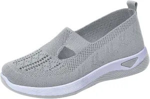Orthopedic Shoes for Women Slip On Trainers Women Ladies Wide Fit Trainers Breathable Mesh Walking Running Shoes Comfortable Arch Support Soft Sole Athletic Tennis Non Slip Low Top
