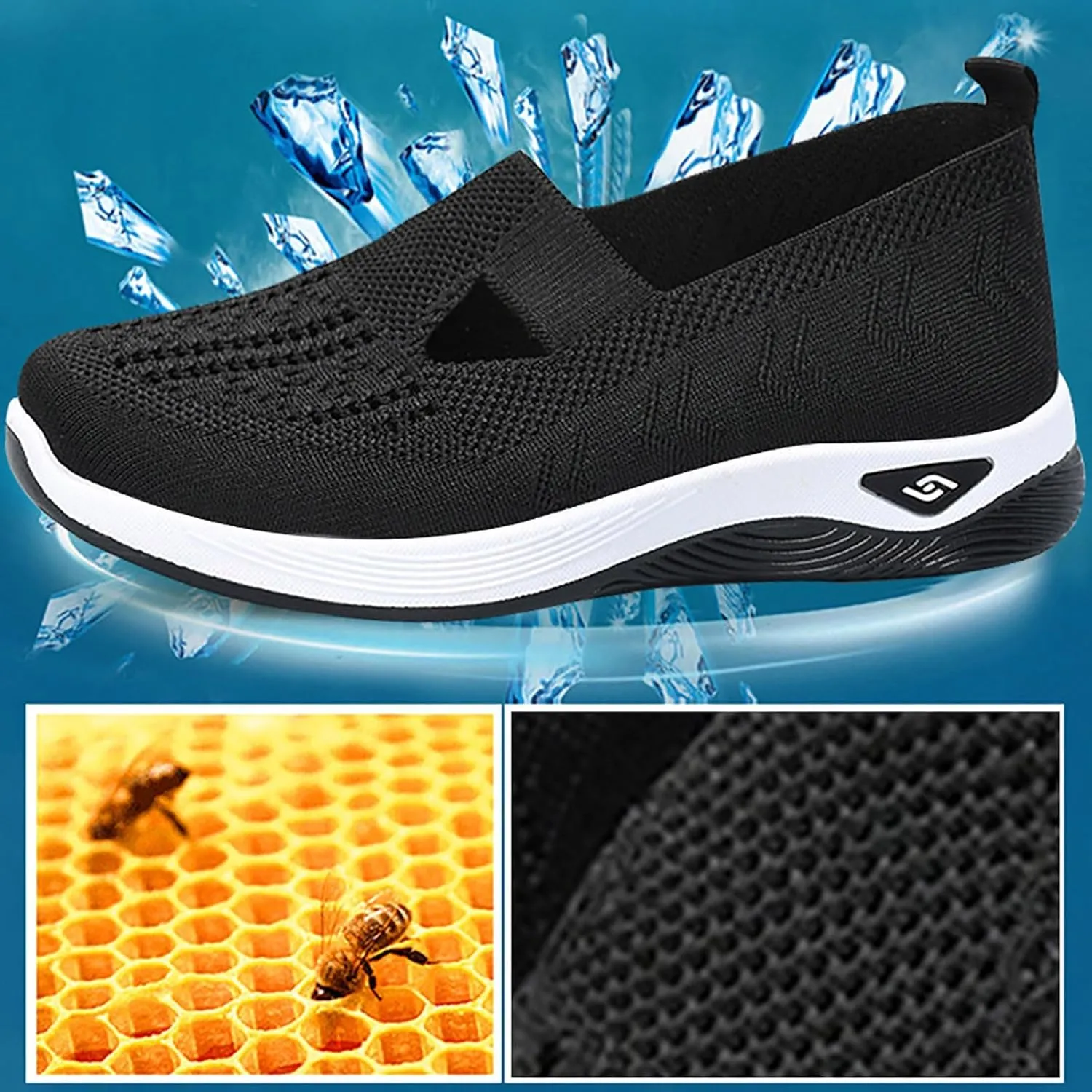 Orthopedic Shoes for Women Slip On Trainers Women Ladies Wide Fit Trainers Breathable Mesh Walking Running Shoes Comfortable Arch Support Soft Sole Athletic Tennis Non Slip Low Top
