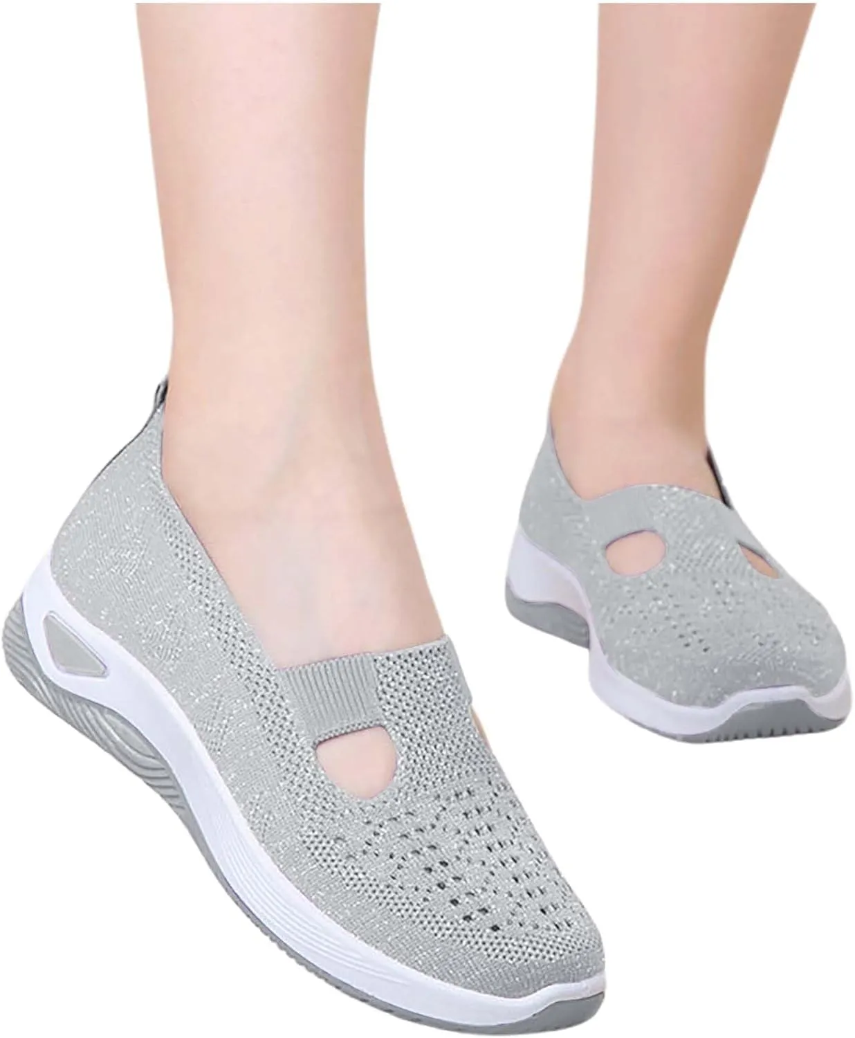Orthopedic Shoes for Women Slip On Trainers Women Ladies Wide Fit Trainers Breathable Mesh Walking Running Shoes Comfortable Arch Support Soft Sole Athletic Tennis Non Slip Low Top