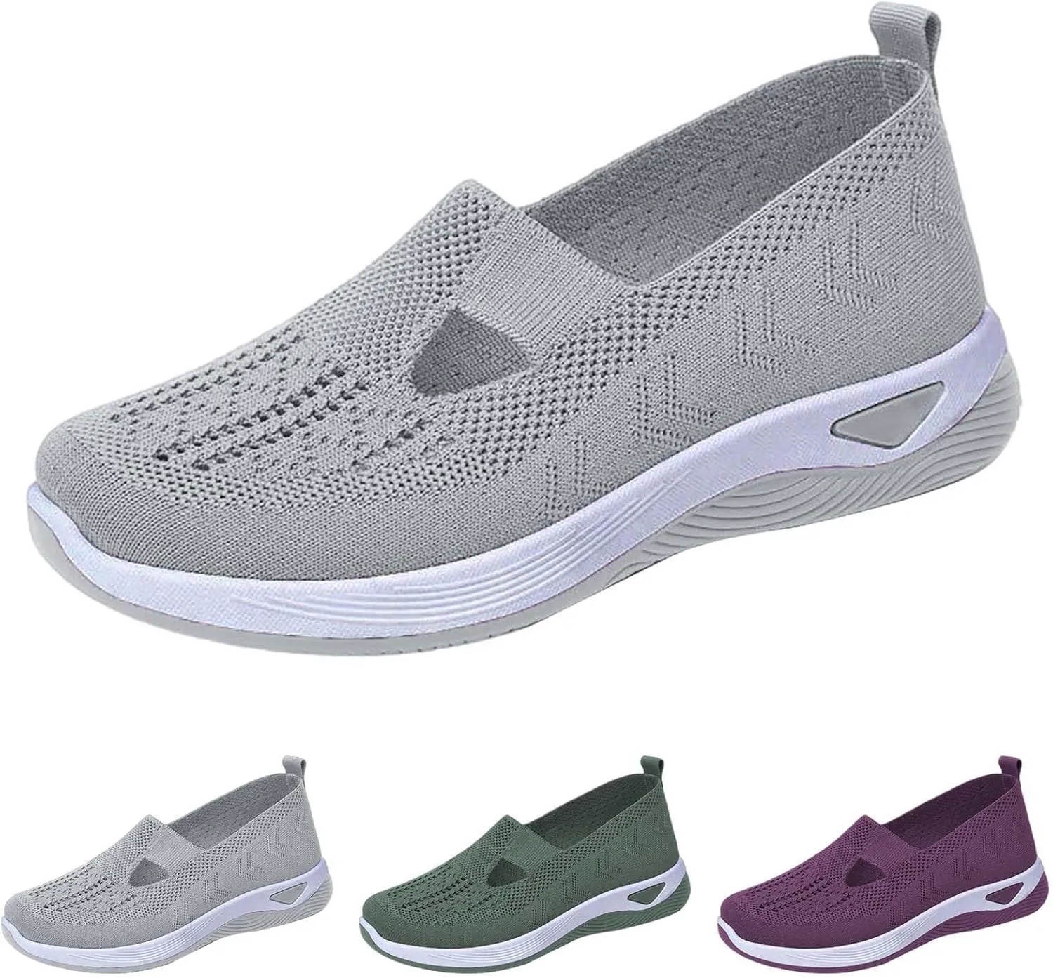 Orthopedic Shoes for Women Slip On Trainers Women Ladies Wide Fit Trainers Breathable Mesh Walking Running Shoes Comfortable Arch Support Soft Sole Athletic Tennis Non Slip Low Top