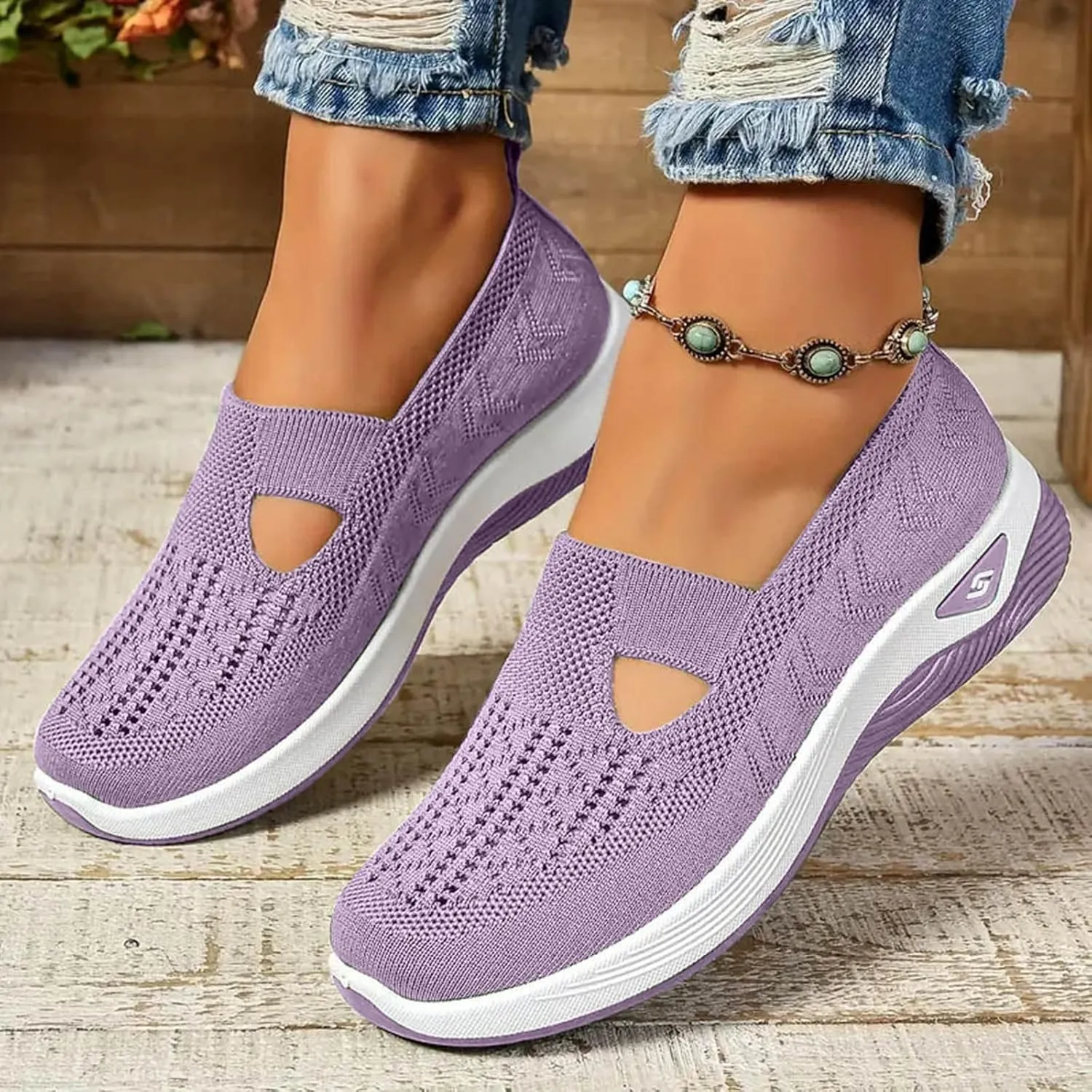 Orthopedic Shoes for Women Wide Width, Women Breathable Mesh Walking Shoes Comfortable Slip on Sneakers, Non Slip Food Service Lightweight Sneaker, Comfort Nurse Shoe Arch Support Sneakers