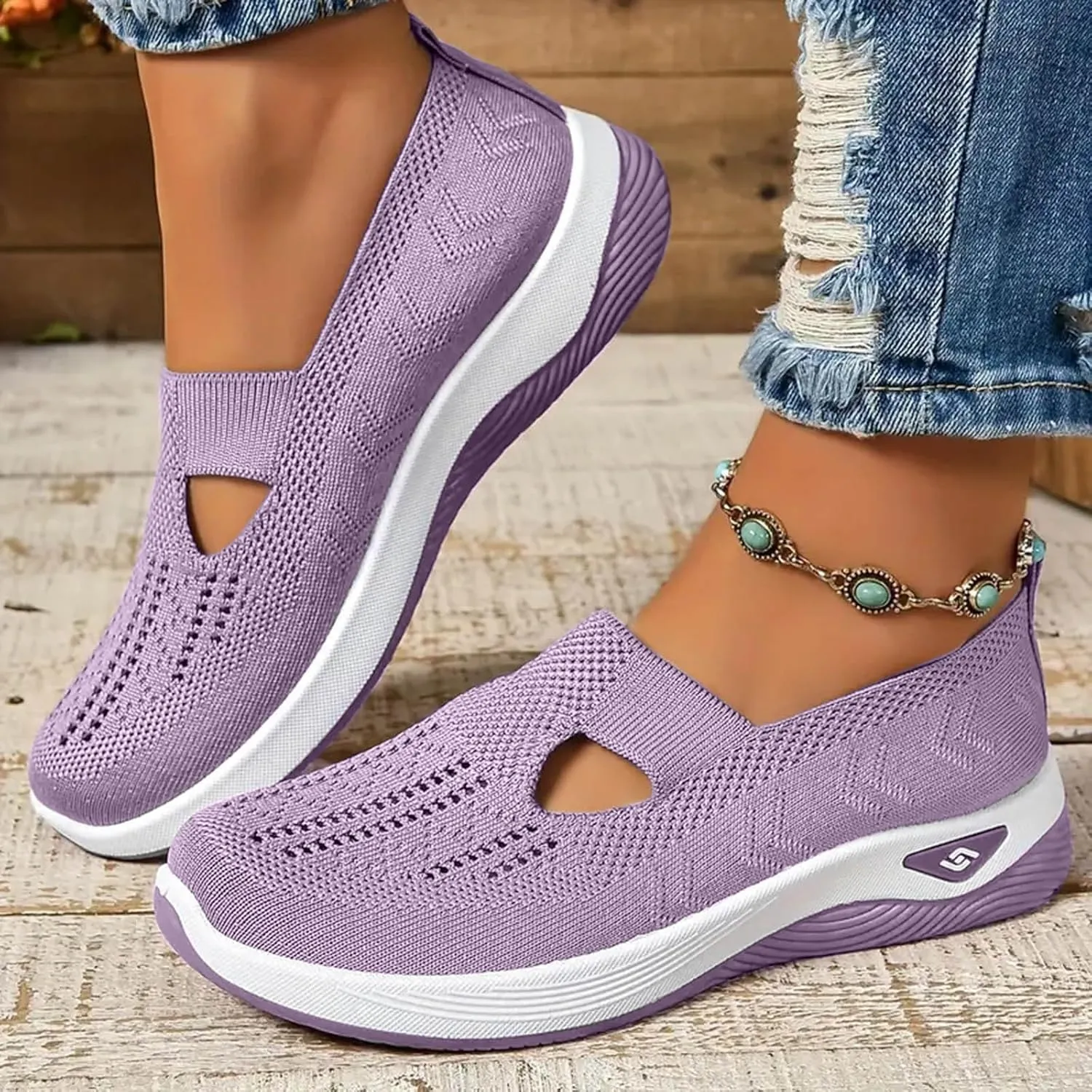 Orthopedic Shoes for Women Wide Width, Women Breathable Mesh Walking Shoes Comfortable Slip on Sneakers, Non Slip Food Service Lightweight Sneaker, Comfort Nurse Shoe Arch Support Sneakers