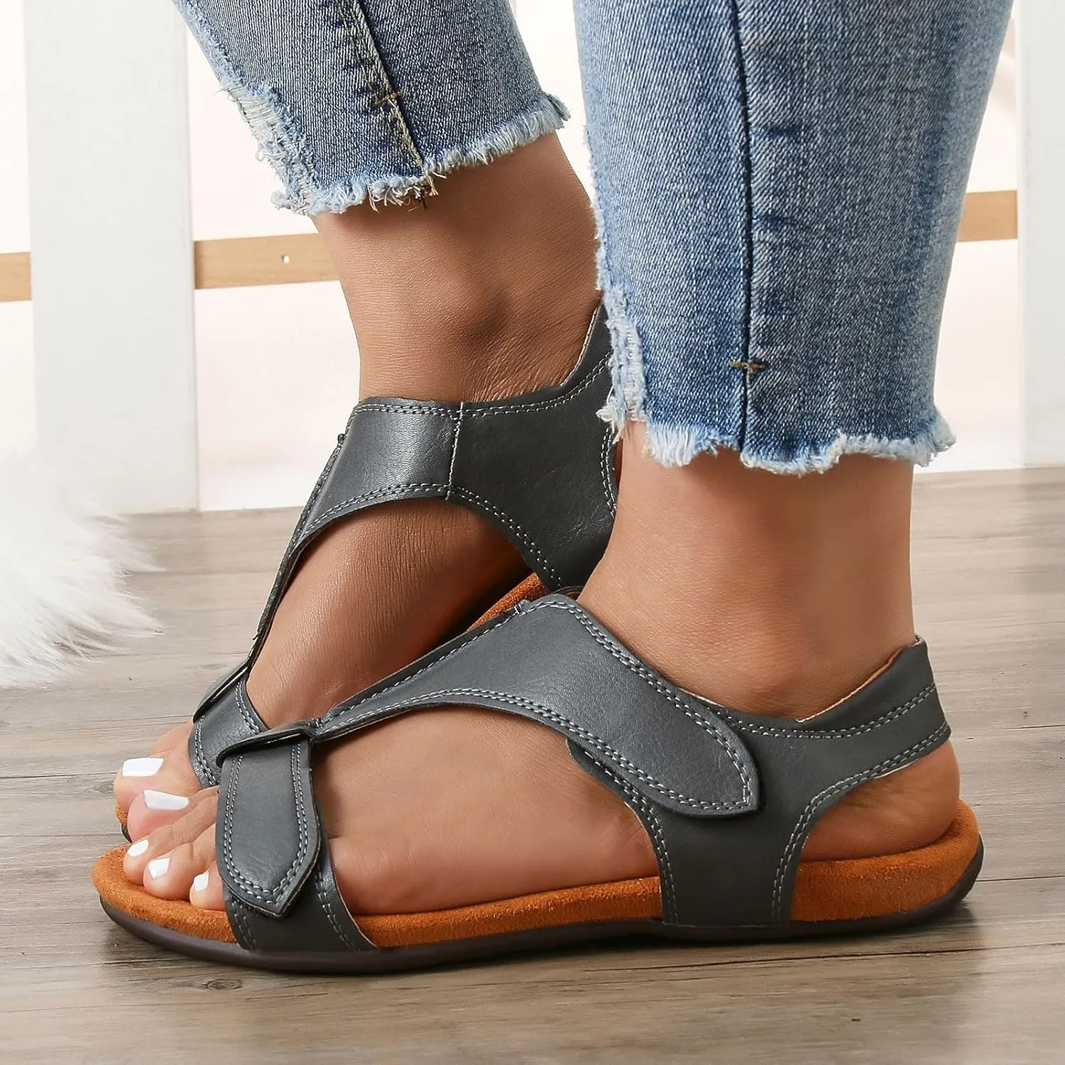 peqiut Sandals for Women 2024 Slip on Casual Walking Shoes Hiking Sandals Women Breathable Womens Sandals with Arch Support