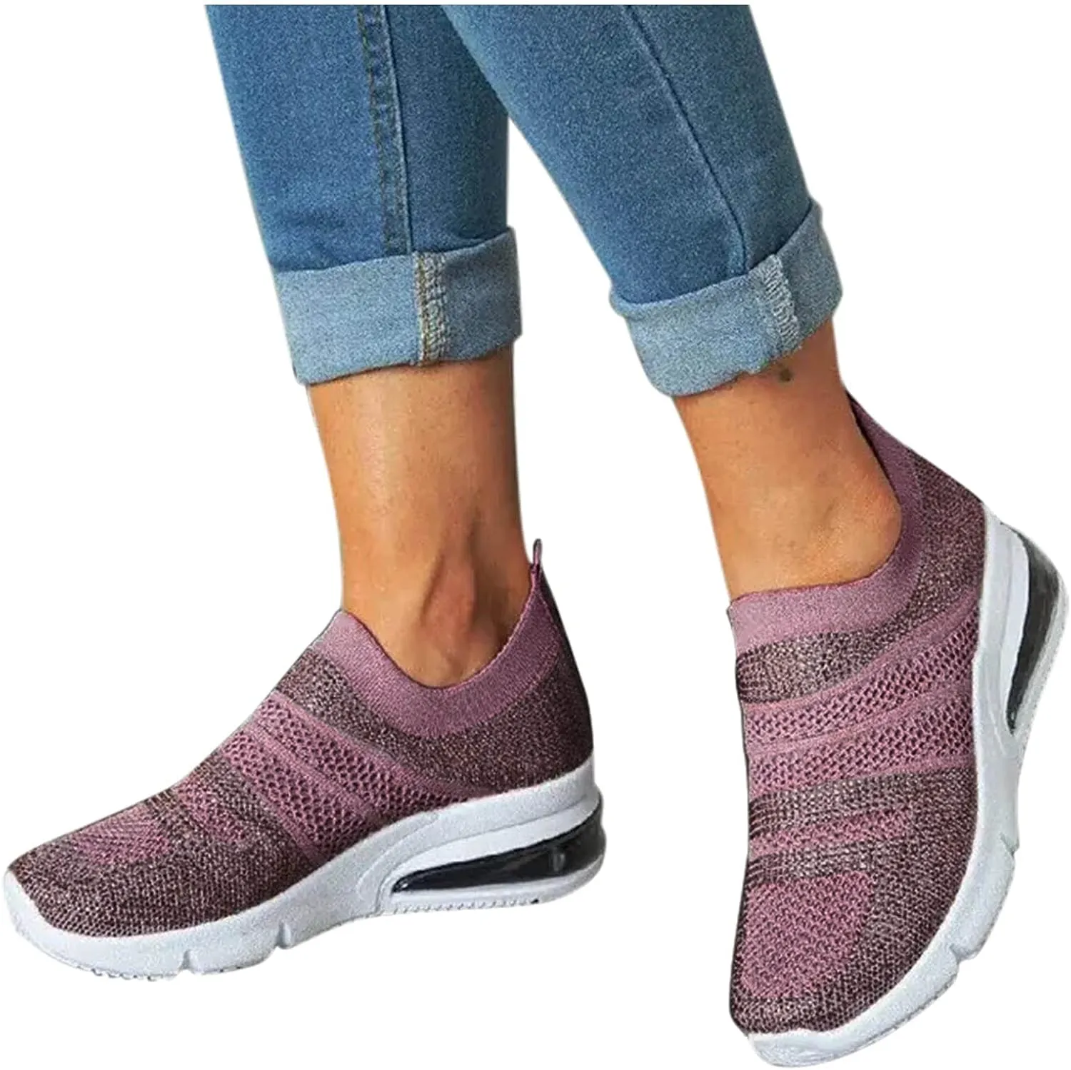 Platform Sneakers for Women Fashion Glitter Tenis Antideslizantes para Mujer De Cocina Womens Slip On Shoes Wide Toe Box Plantar Fasciitis Shoes Women Slip Ons Zapatos Comodos para Mujer