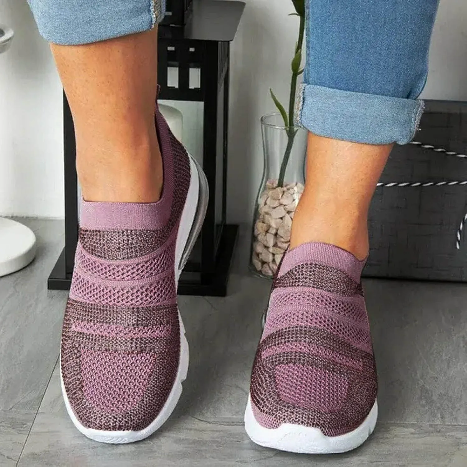 Platform Sneakers for Women Fashion Glitter Tenis Antideslizantes para Mujer De Cocina Womens Slip On Shoes Wide Toe Box Plantar Fasciitis Shoes Women Slip Ons Zapatos Comodos para Mujer