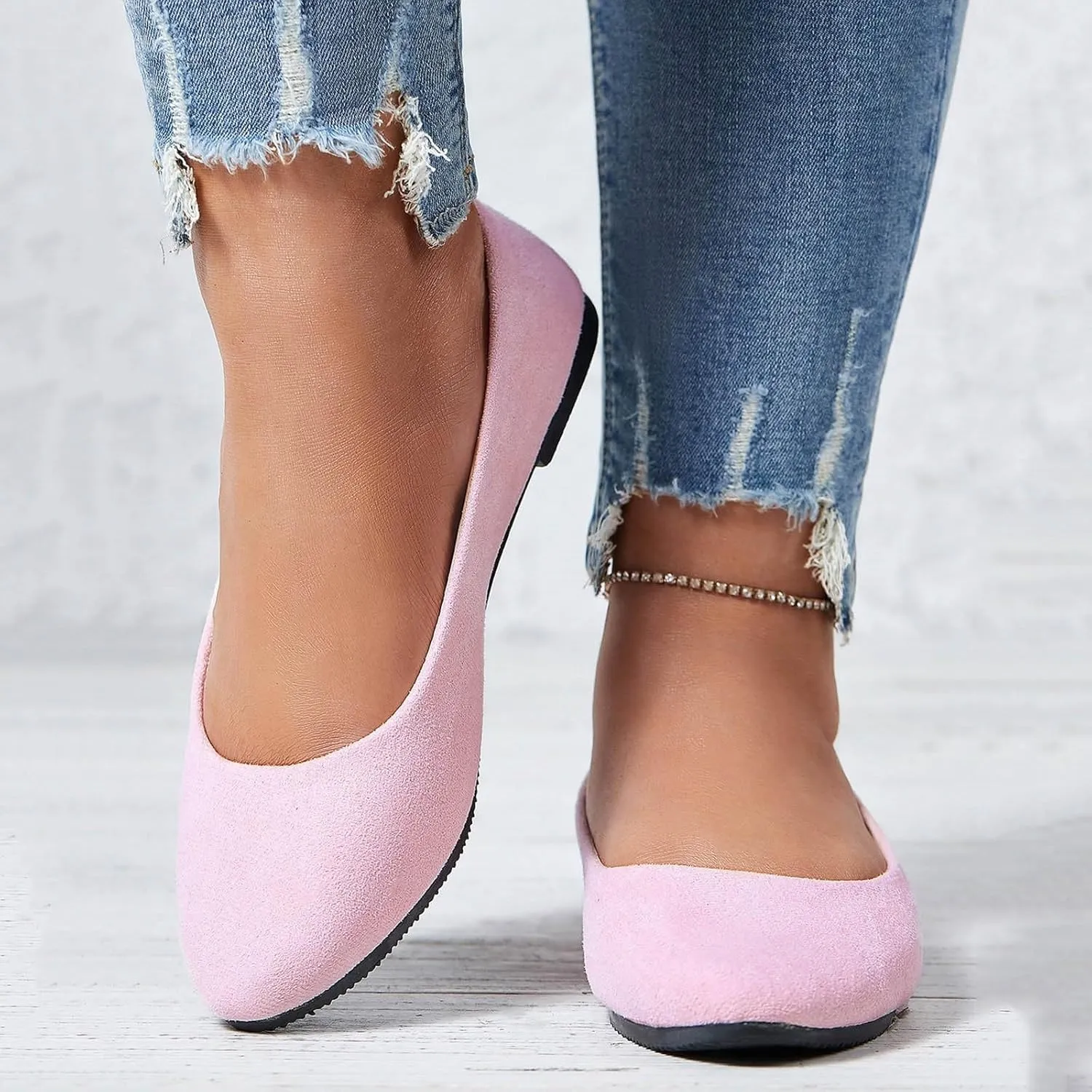 Pointed Toe Flats for Women Dressy Casual, Low Heel Dress Shoes Comfortable, Slip-on Business Work Loafer Shoes for Women
