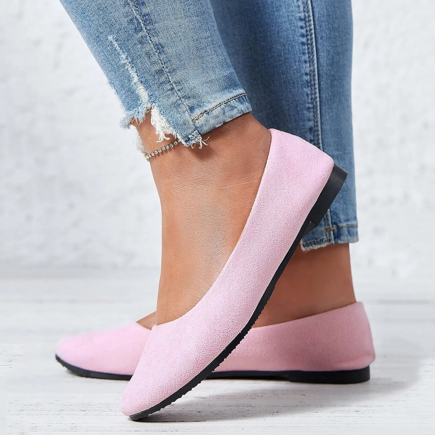 Pointed Toe Flats for Women Dressy Casual, Low Heel Dress Shoes Comfortable, Slip-on Business Work Loafer Shoes for Women