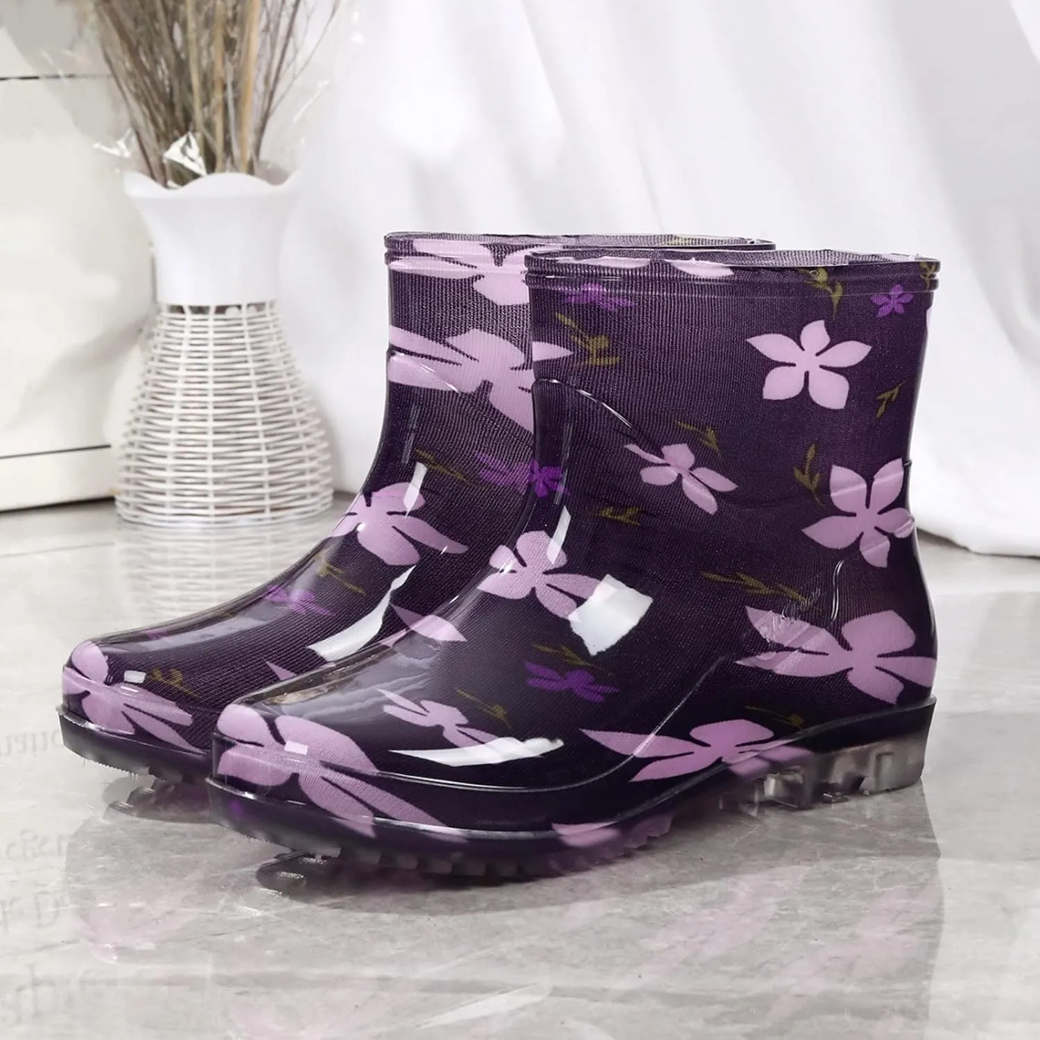 Rain Boots for Women Rain Boot Mid Calf Waterproof Garden Fashion Rainboots Light Anti-slipping Comfortable Insole Shoes