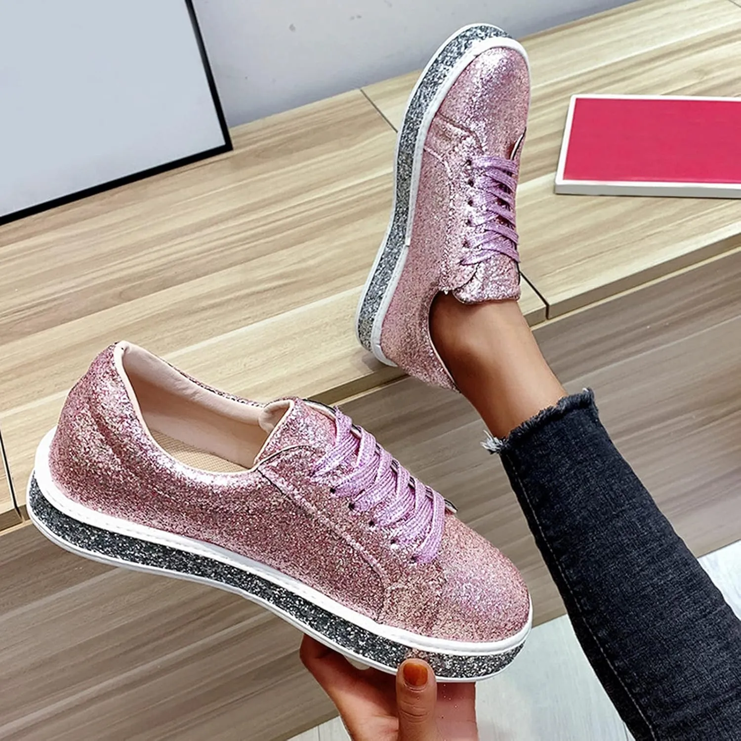 Running Shoes for Women Wide Feet Zapatos Comodos para Mujer De Vestir Platform High Top Canvas Shoes for Women High Heel Wedge Sneakers for Women Size 11 Women Slip On Tennis Shoes Size 10