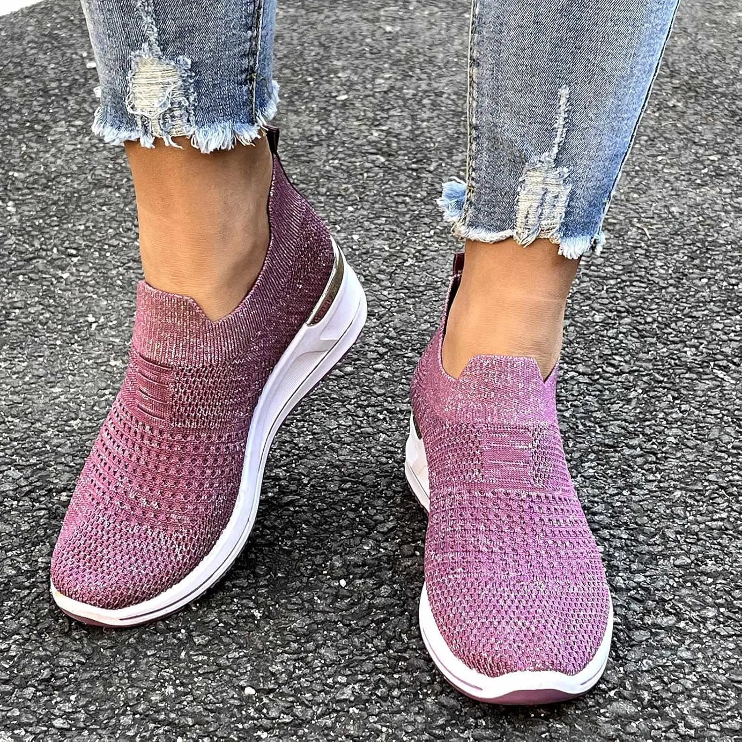 Running Shoes Women Casual Lace Up Nonslip Walking Shoes Womens Shoes Fall Women's Fashion Lace Up Sneakers