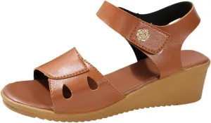 Sandals for Women Dressy 2025 Ankle Strap Open Toe Leather Platform Wedge Shoes Fashion Simple Summer Wedges