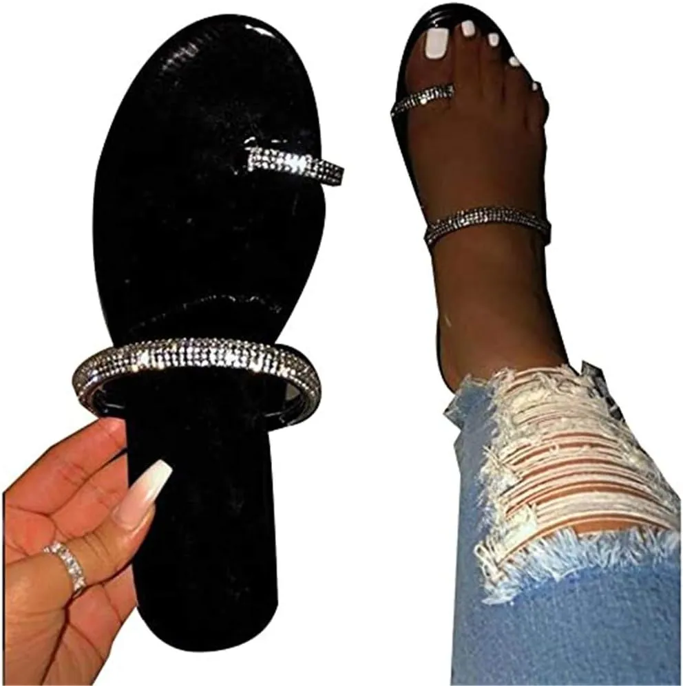 Sandals for Women Platform, Crystal Comfy Platform Sandal Shoes Summer Beach Travel Shoes Sandal Ladies Flip Flops