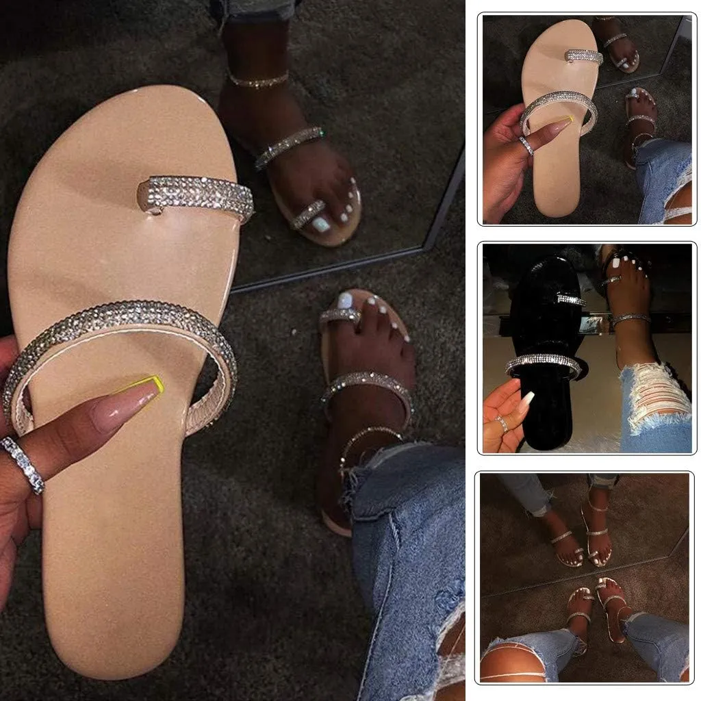 Sandals for Women Platform, Crystal Comfy Platform Sandal Shoes Summer Beach Travel Shoes Sandal Ladies Flip Flops