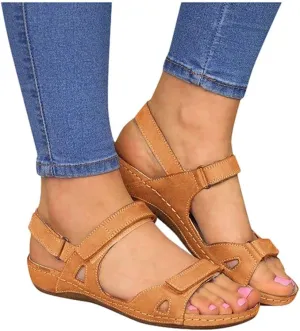 Sandals for Women Platform,Premium Orthopedic Open Toe Sandals for Women Comfy Sandals Casual Summer Hook and Loop Sandals