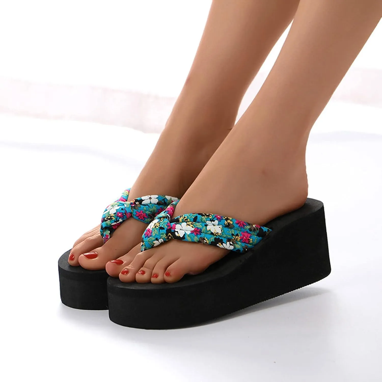 Sandals for Women Thick Bottom Floral Flip Flops Beach Wide Width Ladies Sandals Women