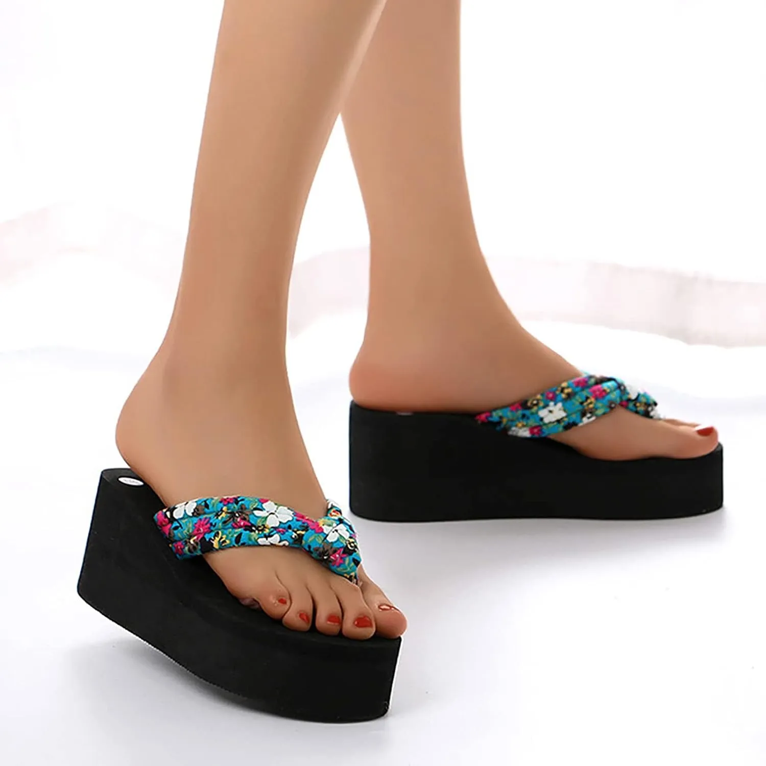 Sandals for Women Thick Bottom Floral Flip Flops Beach Wide Width Ladies Sandals Women